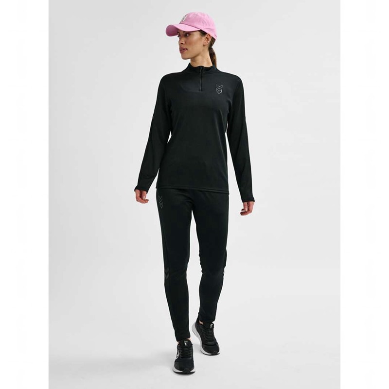 Hummel Active Pl Half Zip T-shirts Damen Schwarz | 266307-655