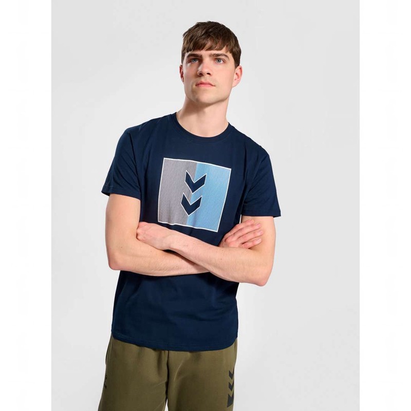 Hummel Active Stripe Co S/S T-shirts Herren Navy | 939550-575