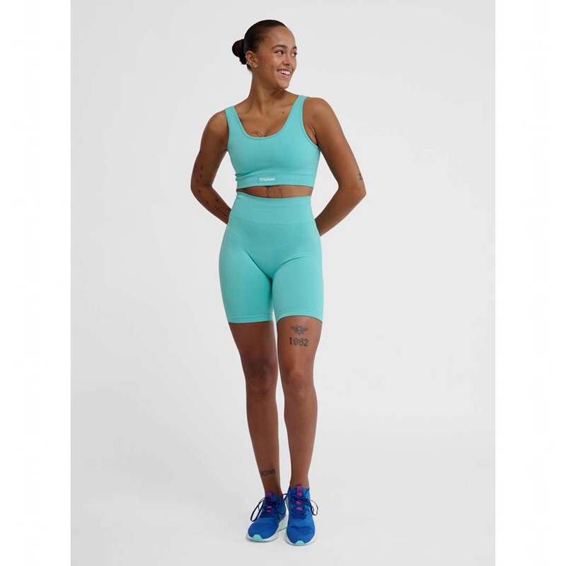 Hummel Alive Seamless High Waist Kurze Hose Damen Blau | 796917-868