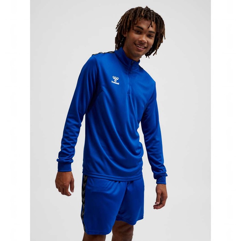 Hummel Authentic Half Zip Sweat Sweatshirt Herren Blau | 265499-971