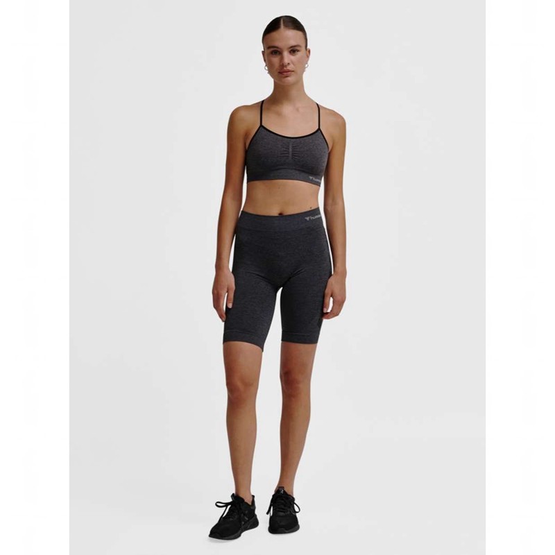 Hummel Ci Seamless Scrunch Sport BH Damen Schwarz | 357389-414