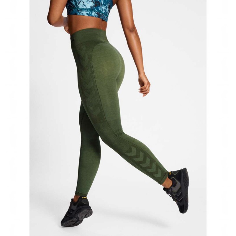 Hummel Clea Seamless Mid Waist Hose Damen Grün | 667992-232