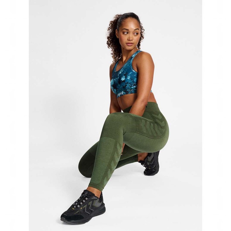 Hummel Clea Seamless Mid Waist Hose Damen Grün | 667992-232