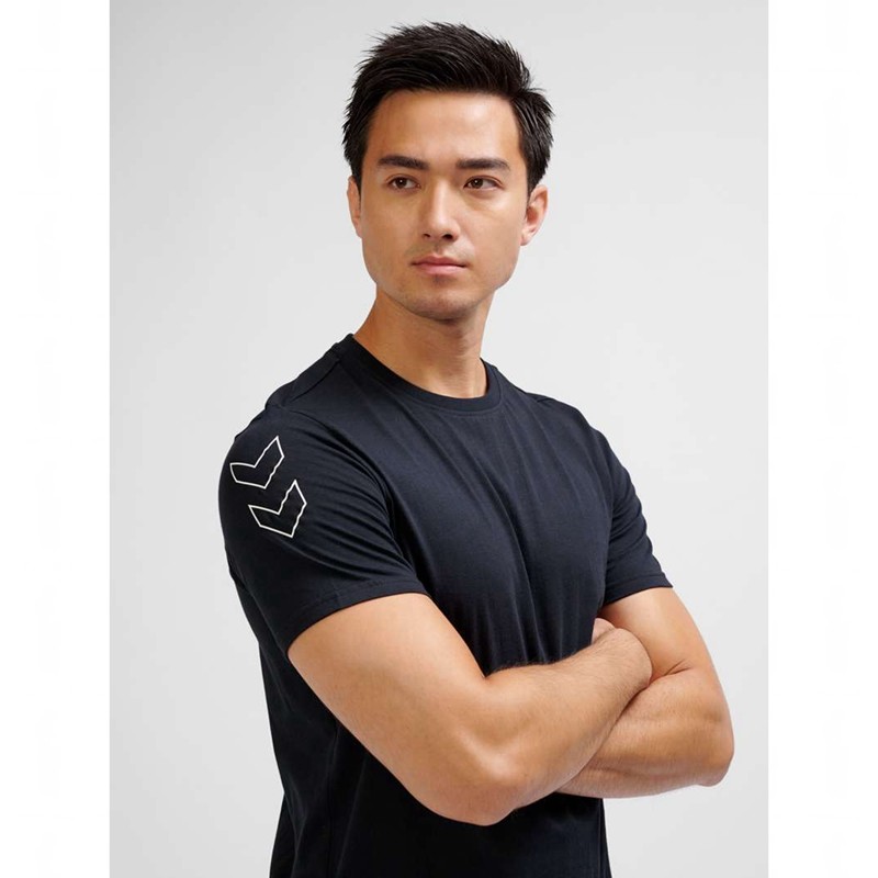 Hummel Elemental Chevron Cotton T-shirts Herren Schwarz | 152104-089