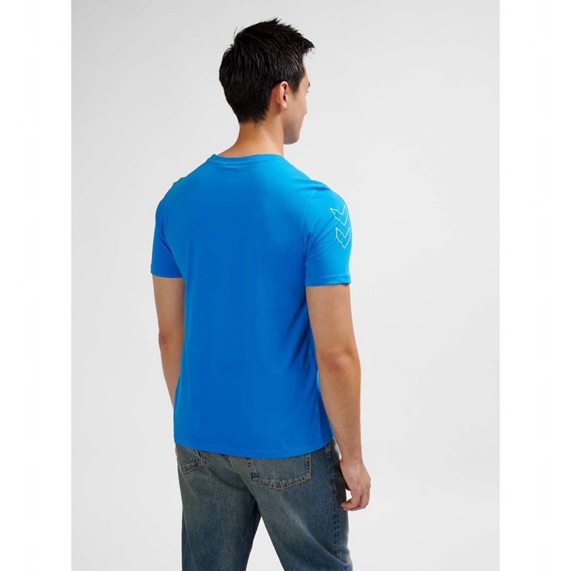 Hummel Elemental Chevron Cotton T-shirts Herren Blau | 843316-365