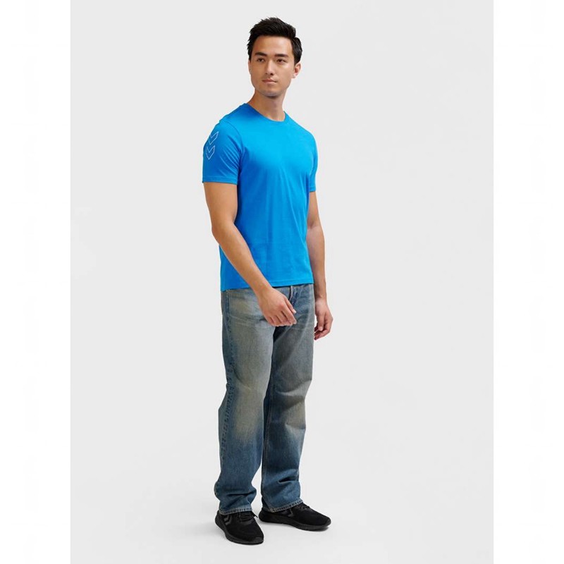 Hummel Elemental Chevron Cotton T-shirts Herren Blau | 843316-365