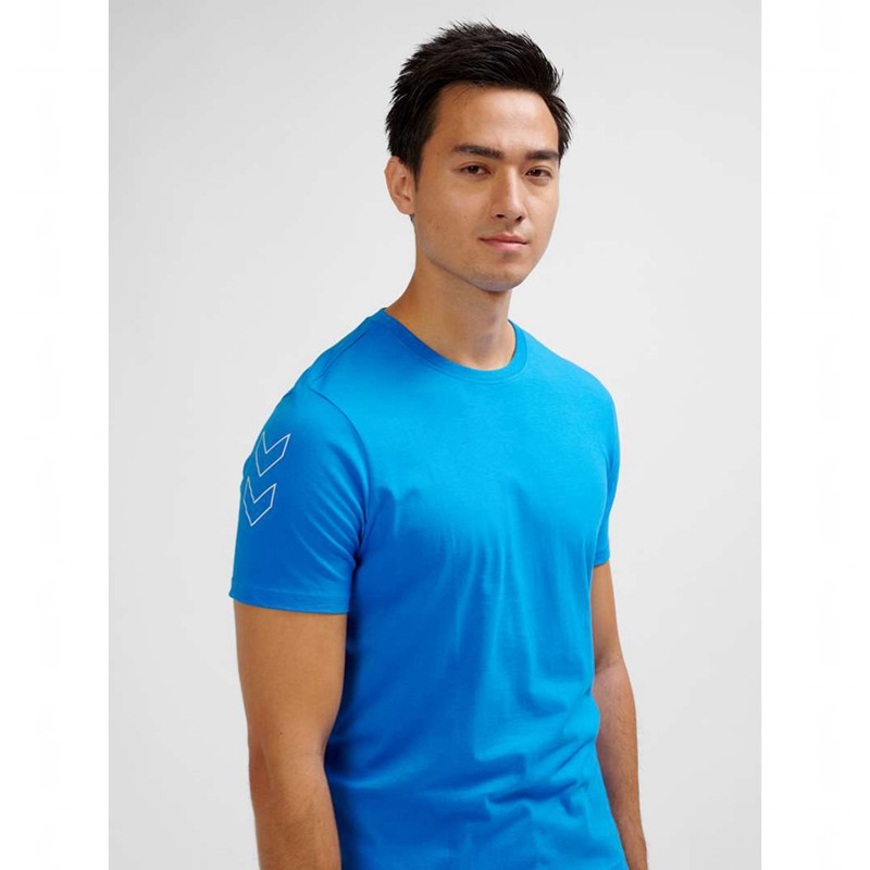 Hummel Elemental Chevron Cotton T-shirts Herren Blau | 843316-365