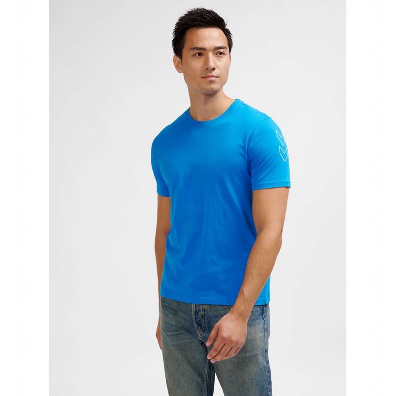 Hummel Elemental Chevron Cotton T-shirts Herren Blau | 843316-365