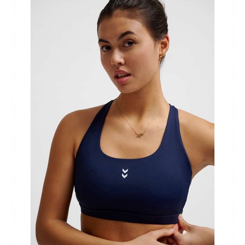 Hummel Fast Impact Strap Sport BH Damen Navy | 139024-678