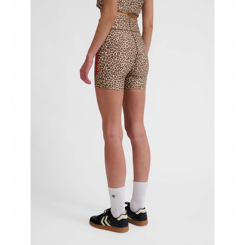 Hummel Fast Mid Waist Tight Kurze Hose Damen Leopard | 926689-201