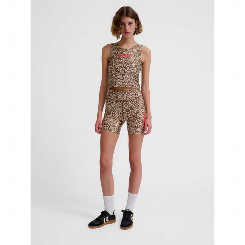Hummel Fast Mid Waist Tight Kurze Hose Damen Leopard | 926689-201