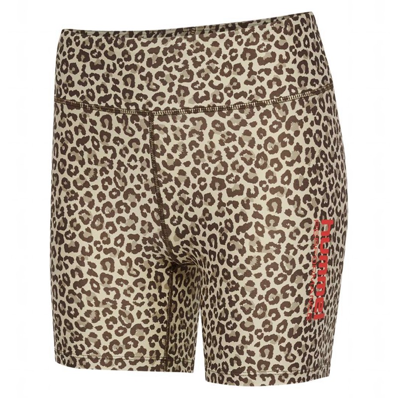 Hummel Fast Mid Waist Tight Kurze Hose Damen Leopard | 926689-201
