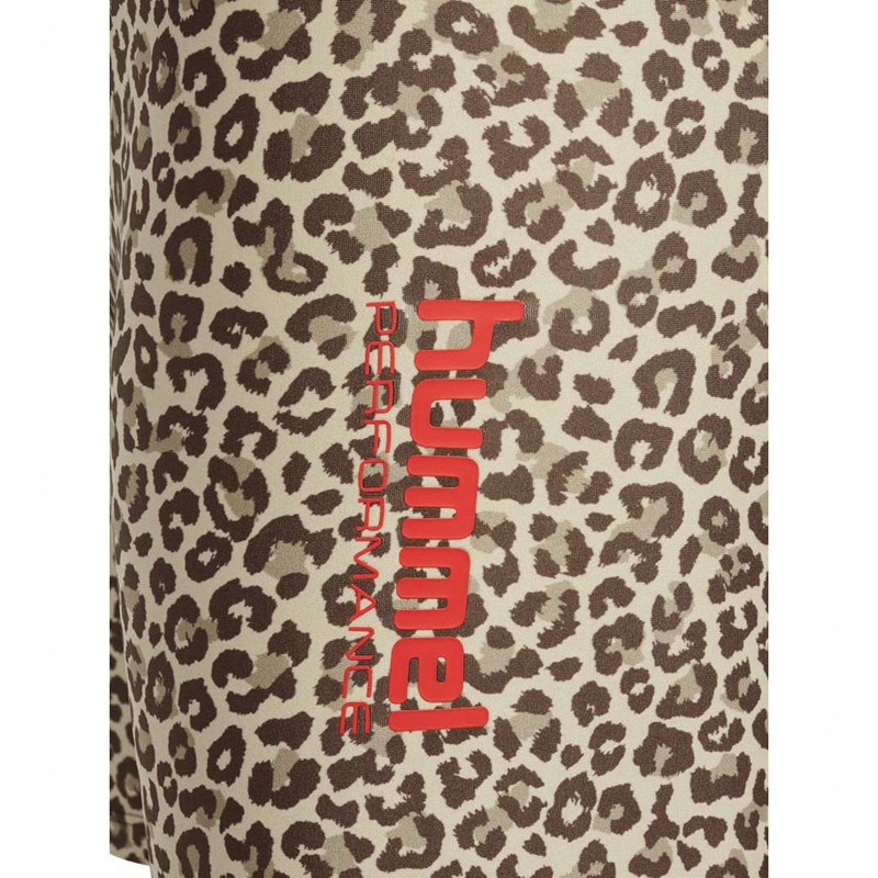 Hummel Fast Mid Waist Tight Kurze Hose Damen Leopard | 926689-201