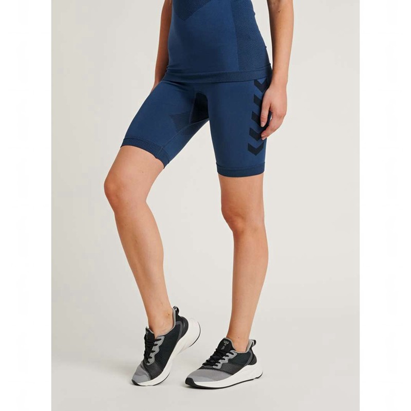 Hummel First Seamless Tr Sht Tigh W Kurze Hose Damen Navy | 332393-371