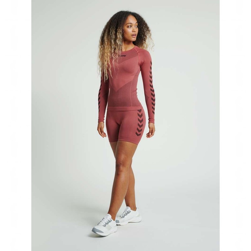 Hummel First Seamless Tr Sht Tigh W Kurze Hose Damen Rot | 265057-070