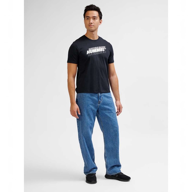 Hummel Graphic Triple Logo Cotton T-shirts Herren Schwarz | 135989-960