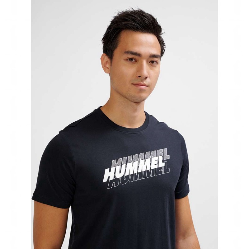 Hummel Graphic Triple Logo Cotton T-shirts Herren Schwarz | 135989-960