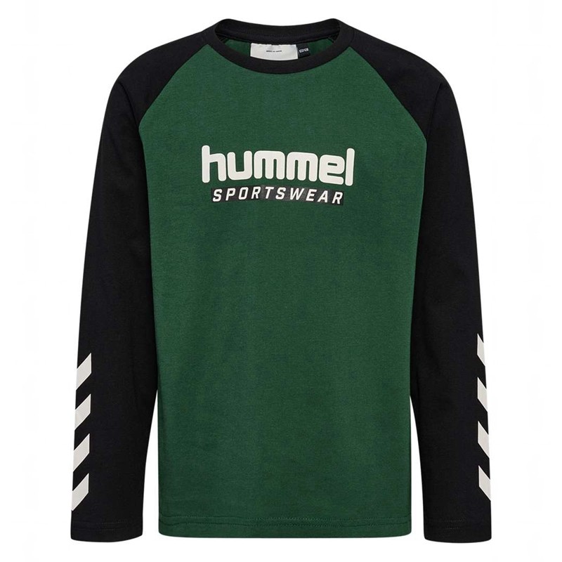 Hummel Jr Logo L/S T-shirts Kinder Grün | 770259-042