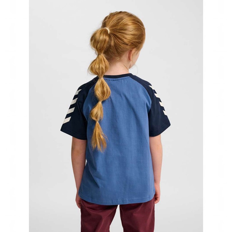 Hummel Jr Logo S/S T-shirts Kinder Blau | 389133-191