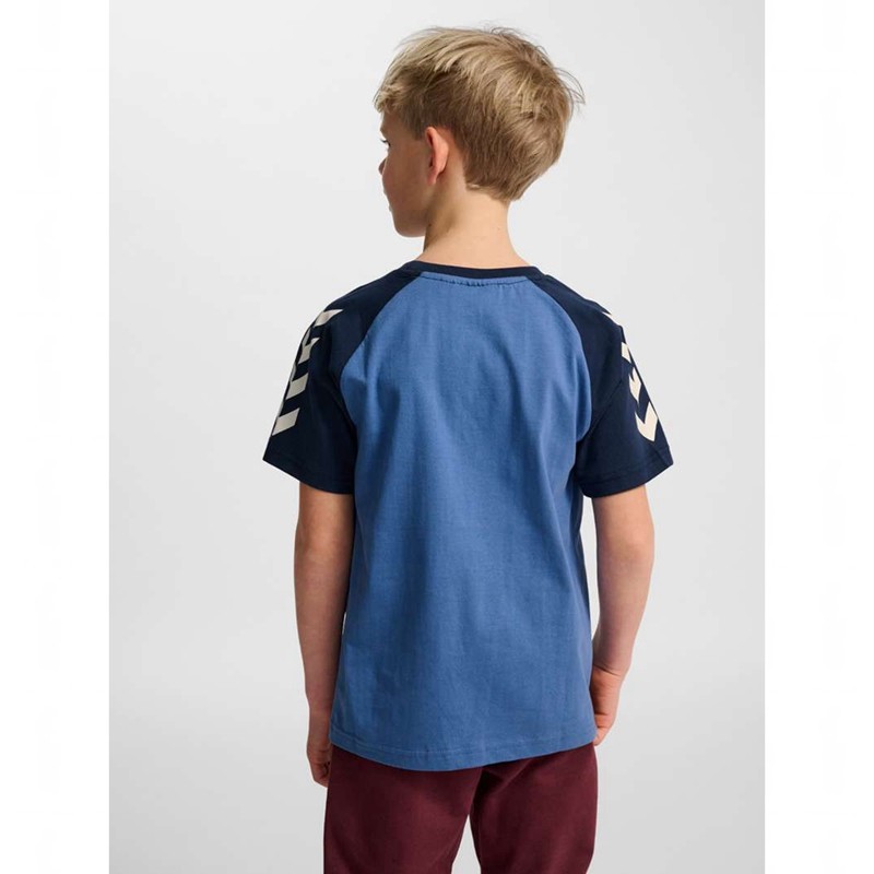Hummel Jr Logo S/S T-shirts Kinder Blau | 389133-191