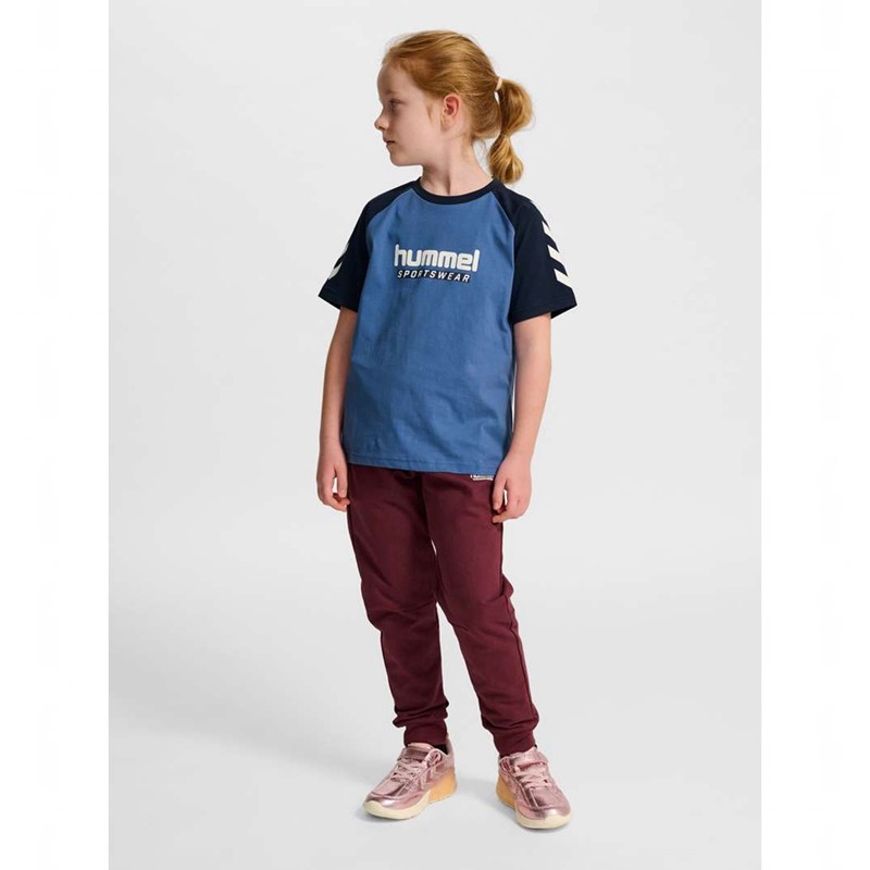 Hummel Jr Logo S/S T-shirts Kinder Blau | 389133-191