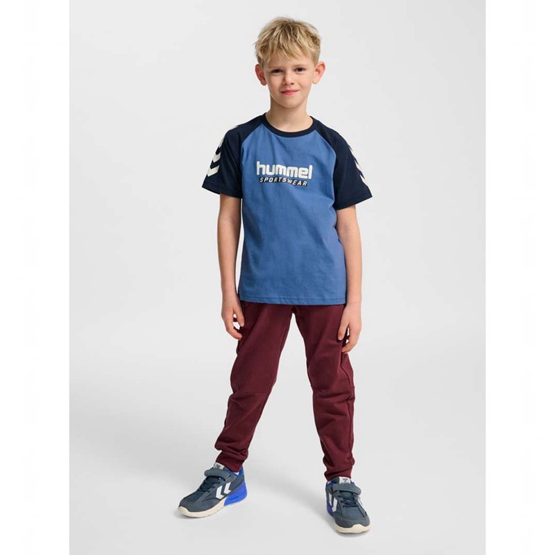 Hummel Jr Logo S/S T-shirts Kinder Blau | 389133-191