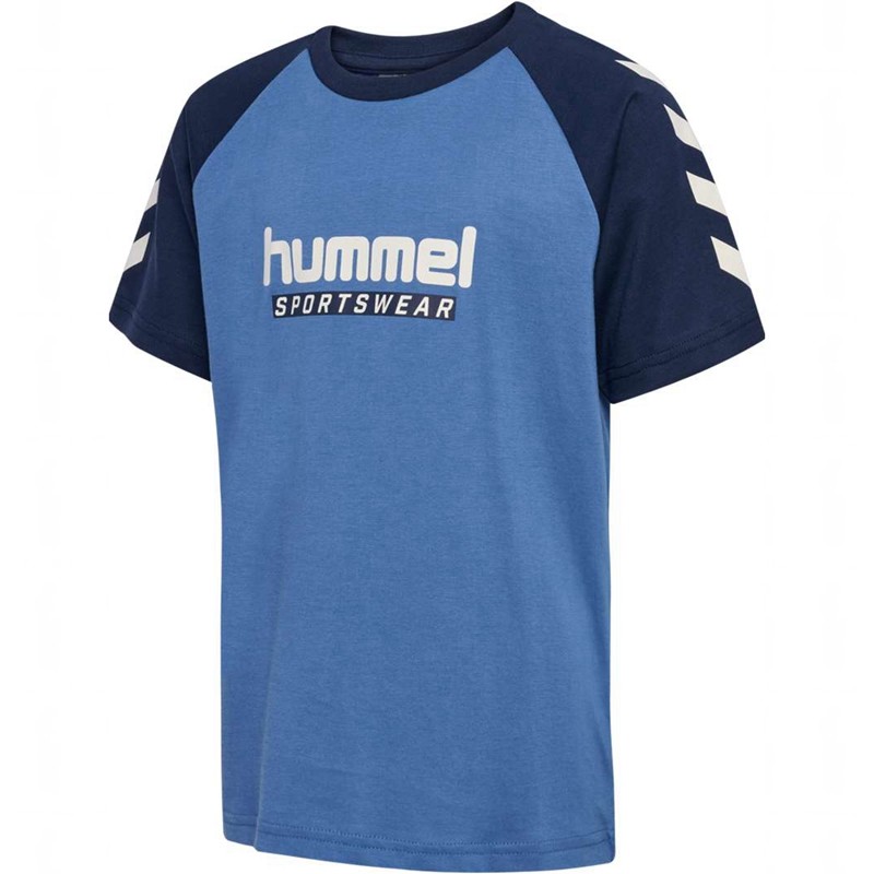 Hummel Jr Logo S/S T-shirts Kinder Blau | 389133-191