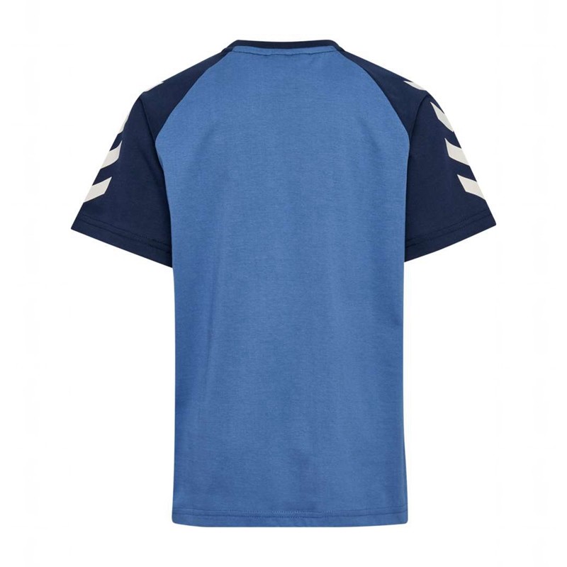 Hummel Jr Logo S/S T-shirts Kinder Blau | 389133-191