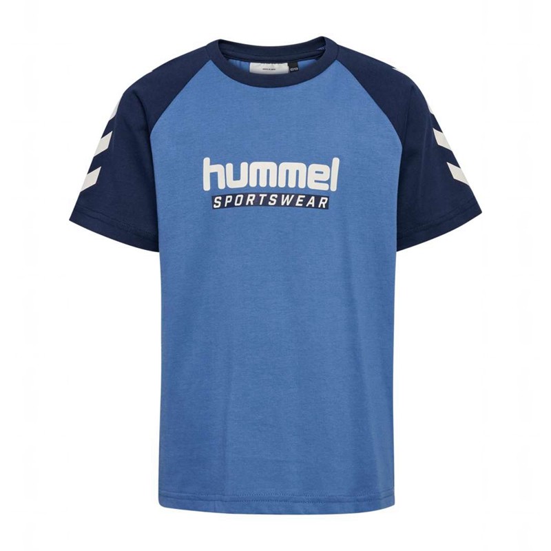 Hummel Jr Logo S/S T-shirts Kinder Blau | 389133-191