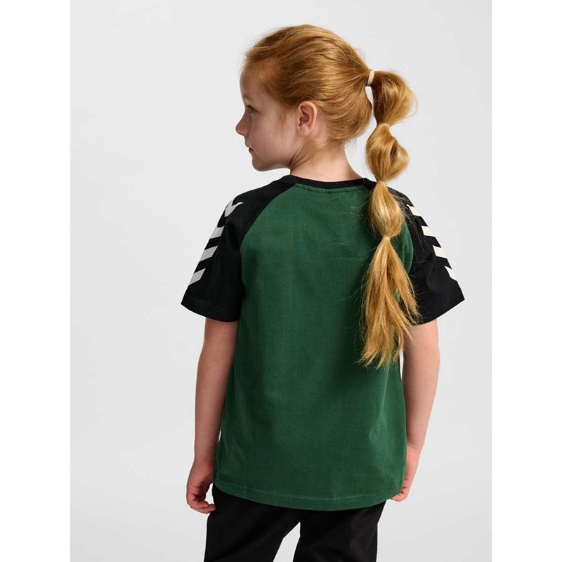 Hummel Jr Logo S/S T-shirts Kinder Grün | 201692-540