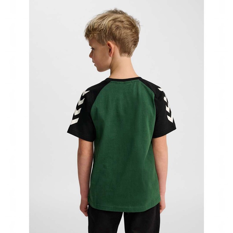 Hummel Jr Logo S/S T-shirts Kinder Grün | 201692-540