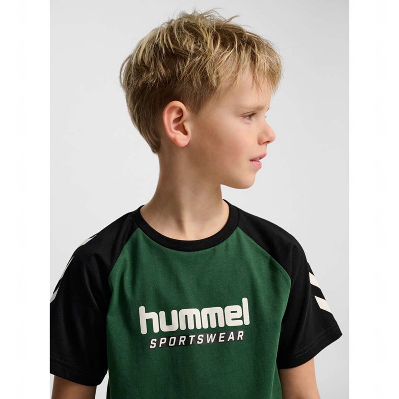 Hummel Jr Logo S/S T-shirts Kinder Grün | 201692-540