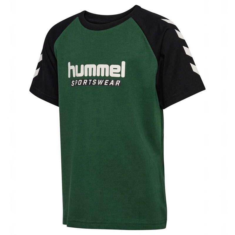 Hummel Jr Logo S/S T-shirts Kinder Grün | 201692-540
