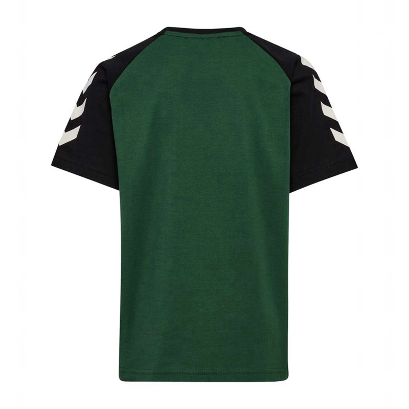 Hummel Jr Logo S/S T-shirts Kinder Grün | 201692-540