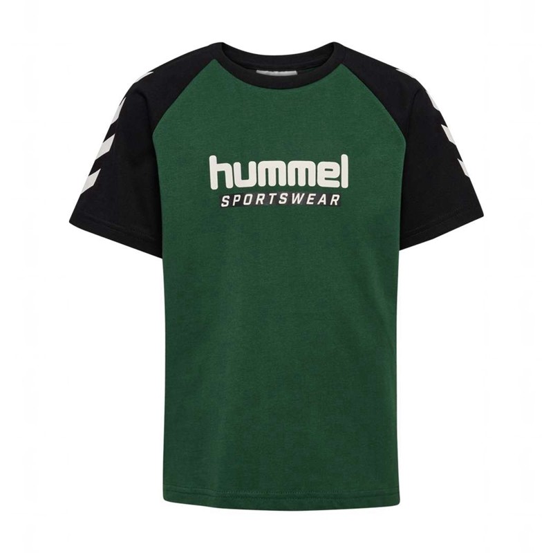 Hummel Jr Logo S/S T-shirts Kinder Grün | 201692-540