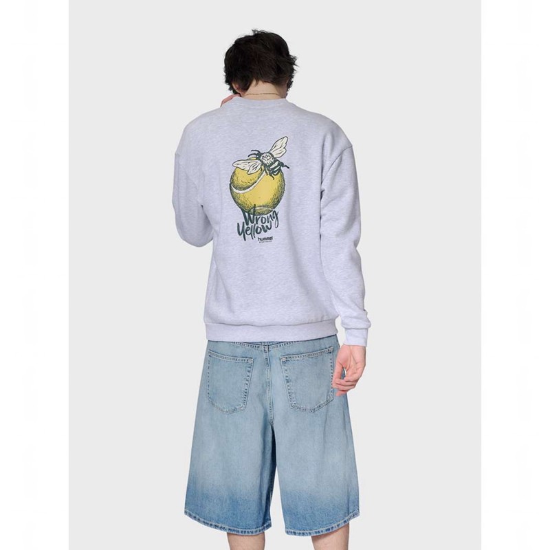 Hummel Loose Crew Wrong Yellow Sweatshirt Herren Grau | 468849-367