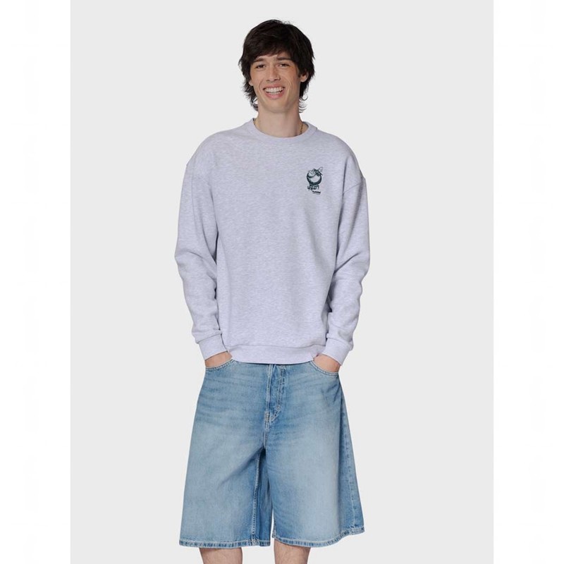 Hummel Loose Crew Wrong Yellow Sweatshirt Herren Grau | 468849-367
