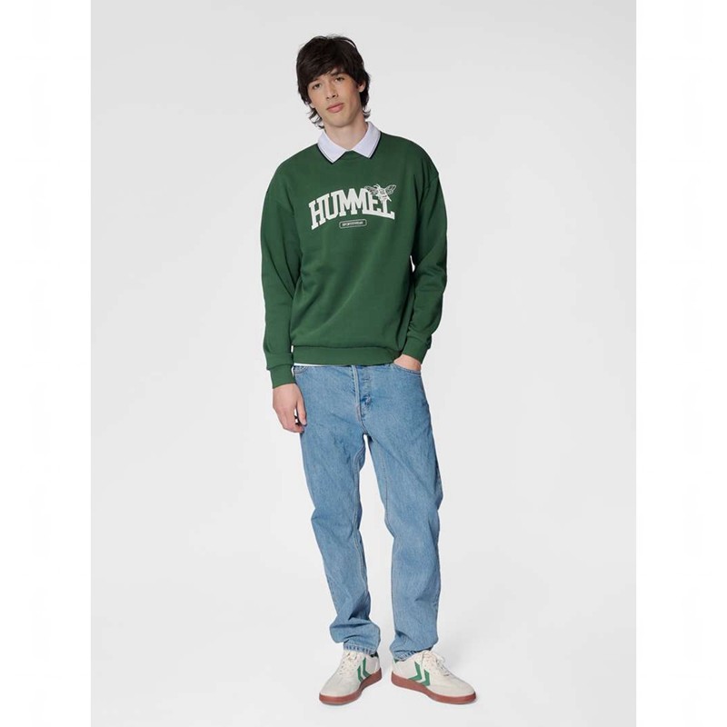 Hummel Loose Crewneck University Bee Sweatshirt Herren Grün | 905742-884