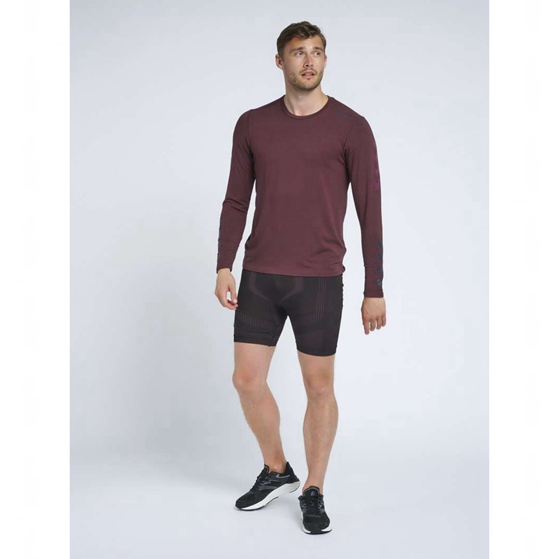 Hummel Mace Ls T-shirts Herren Bordeaux | 031609-425