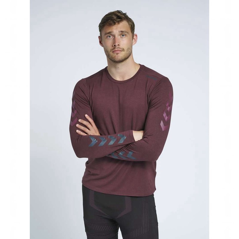 Hummel Mace Ls T-shirts Herren Bordeaux | 031609-425
