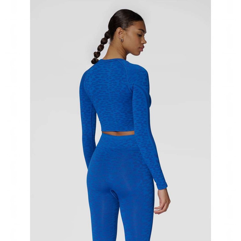 Hummel Mt Leo Seamless Crop L/S T-shirts Damen Blau | 063509-304