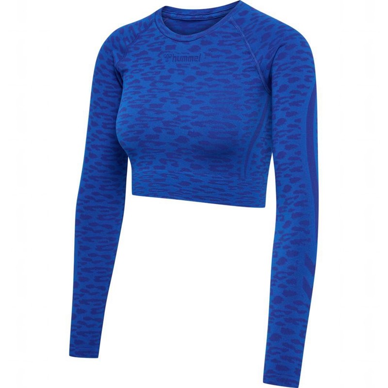 Hummel Mt Leo Seamless Crop L/S T-shirts Damen Blau | 063509-304