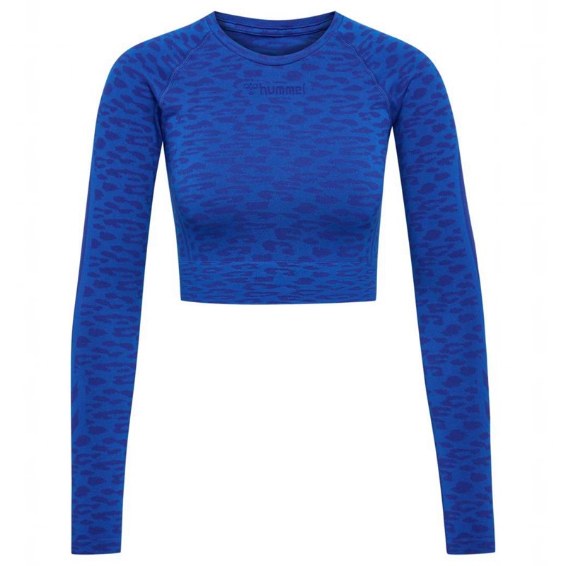 Hummel Mt Leo Seamless Crop L/S T-shirts Damen Blau | 063509-304