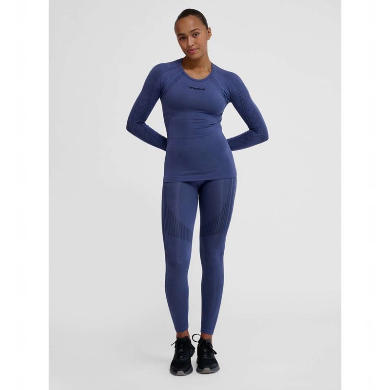 Hummel Mt Shaping Seamless L/S Grundschicht Damen Blau | 566480-119