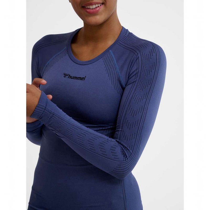 Hummel Mt Shaping Seamless L/S Grundschicht Damen Blau | 566480-119