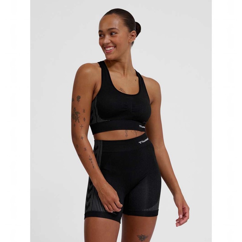 Hummel Mt Shaping Seamless Padded Sport BH Damen Schwarz | 410223-615