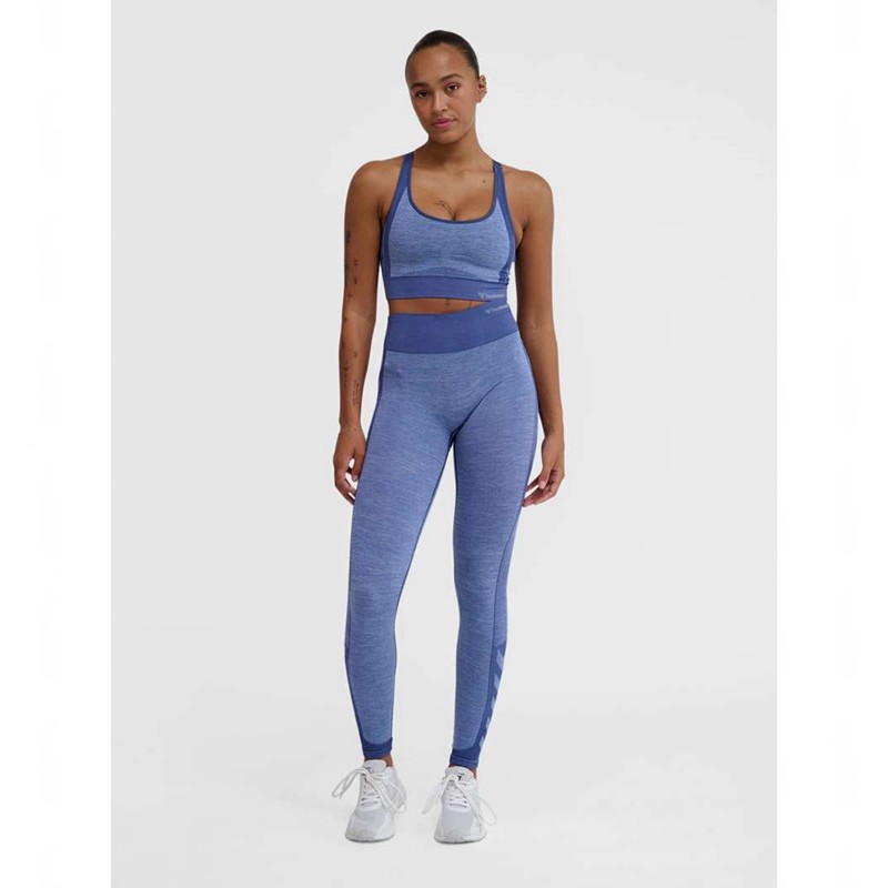 Hummel Mt Shine Seamless Sport BH Damen Blau | 581426-455