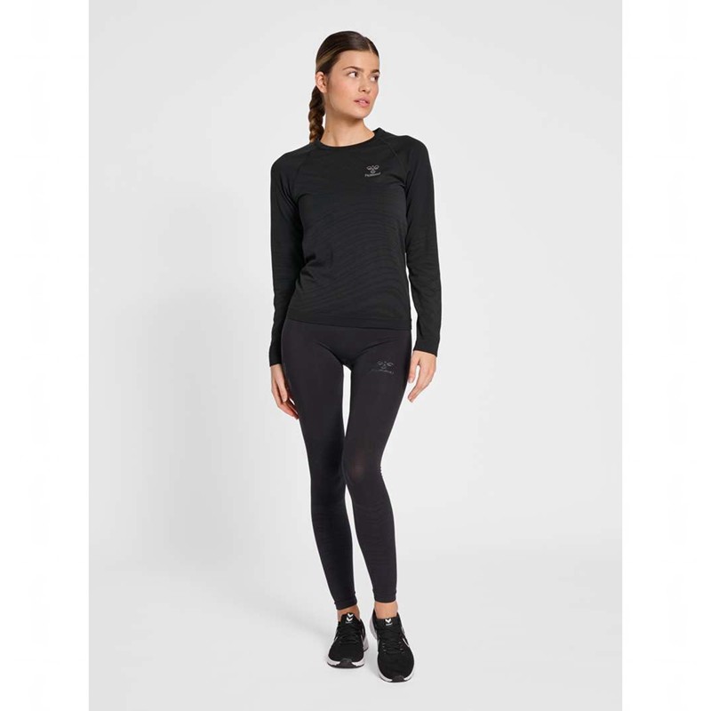 Hummel Ongrid Seamless L/S Wo T-shirts Damen Schwarz | 017875-608