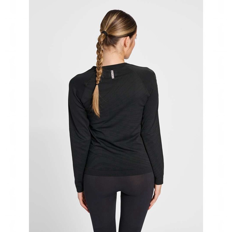 Hummel Ongrid Seamless L/S Wo T-shirts Damen Schwarz | 017875-608