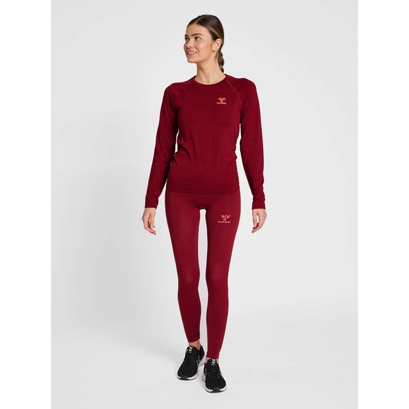 Hummel Ongrid Seamless L/S Wo T-shirts Damen Rot | 333431-188